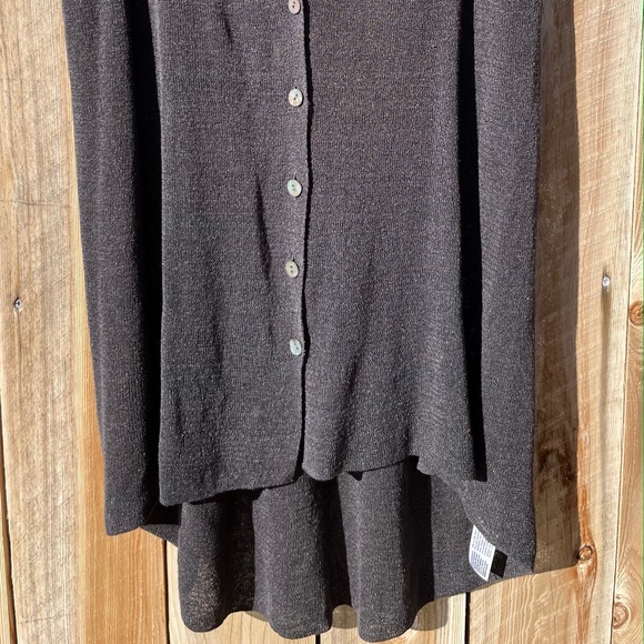 EILEEN FISHER long-length linen v-neck vest - grey (medium) - Picture 2 of 4